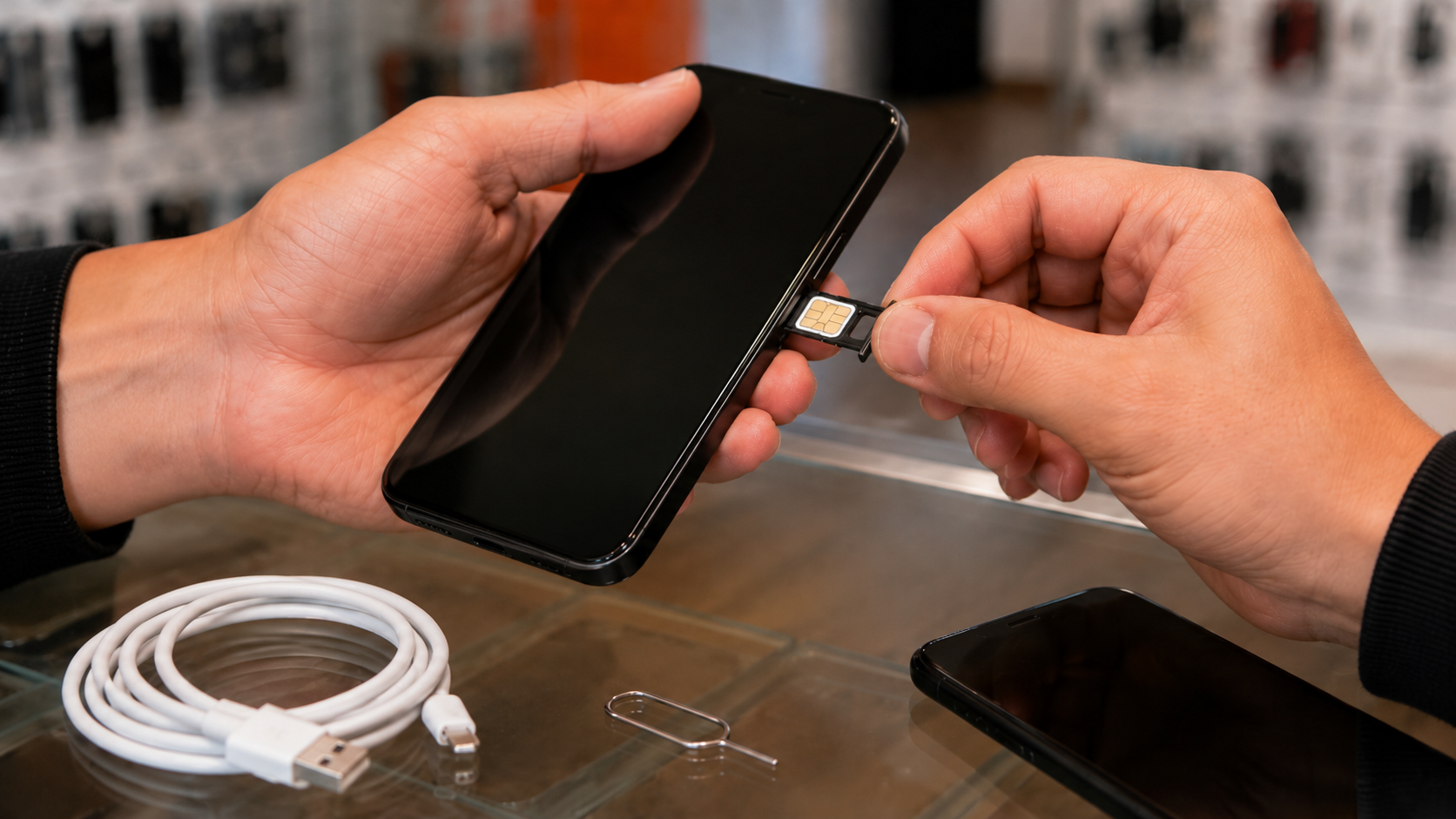 A mobile phone being checked beside a laptop